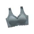 thumbnail image 3 of QIUOMBBP Womens Jelly Bras Scalloped Seamless Full Coverage Pull On Bra Soft Comfort Wireless Tshirts Bralettes Green XXL, 3 of 4