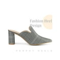 thumbnail image 3 of BLISSFUL STEP Women's Plaid Pointed Toe Block Heel Slide Mules Black White 7, 3 of 5