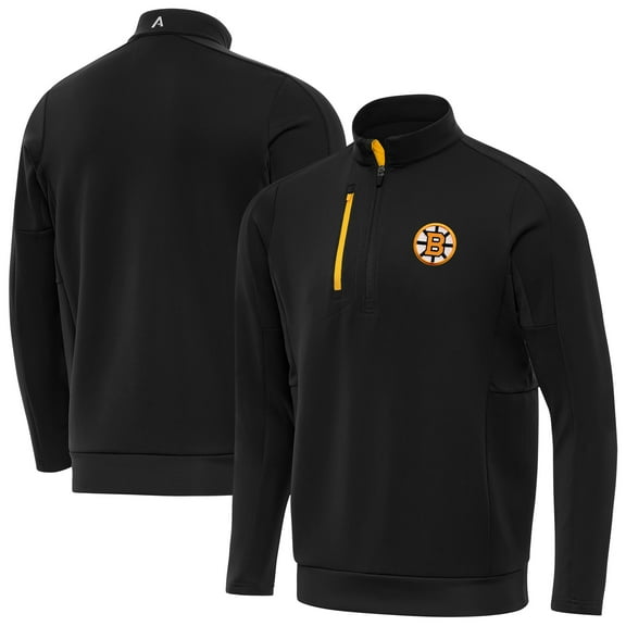 Men's Antigua Black Boston Bruins Generation Quarter-Zip Pullover Top