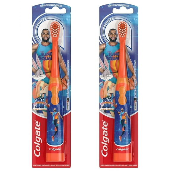 Colgate Kids Toothbrush Extra Soft Electric Battery Powered Space Jam- 2 Pack
