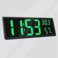 thumbnail image 3 of DOLITY Large Digital Wall Clock Temperature Humidity Display 12/24H for NightStand Home Green, 3 of 9