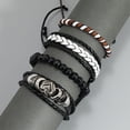 thumbnail image 4 of Pulsera Trenzada De Piel Sintética, Pulsera Unisex De Piel Sintética Con Cuentas Africanas Para Hombres Para Citas, 4 of 7