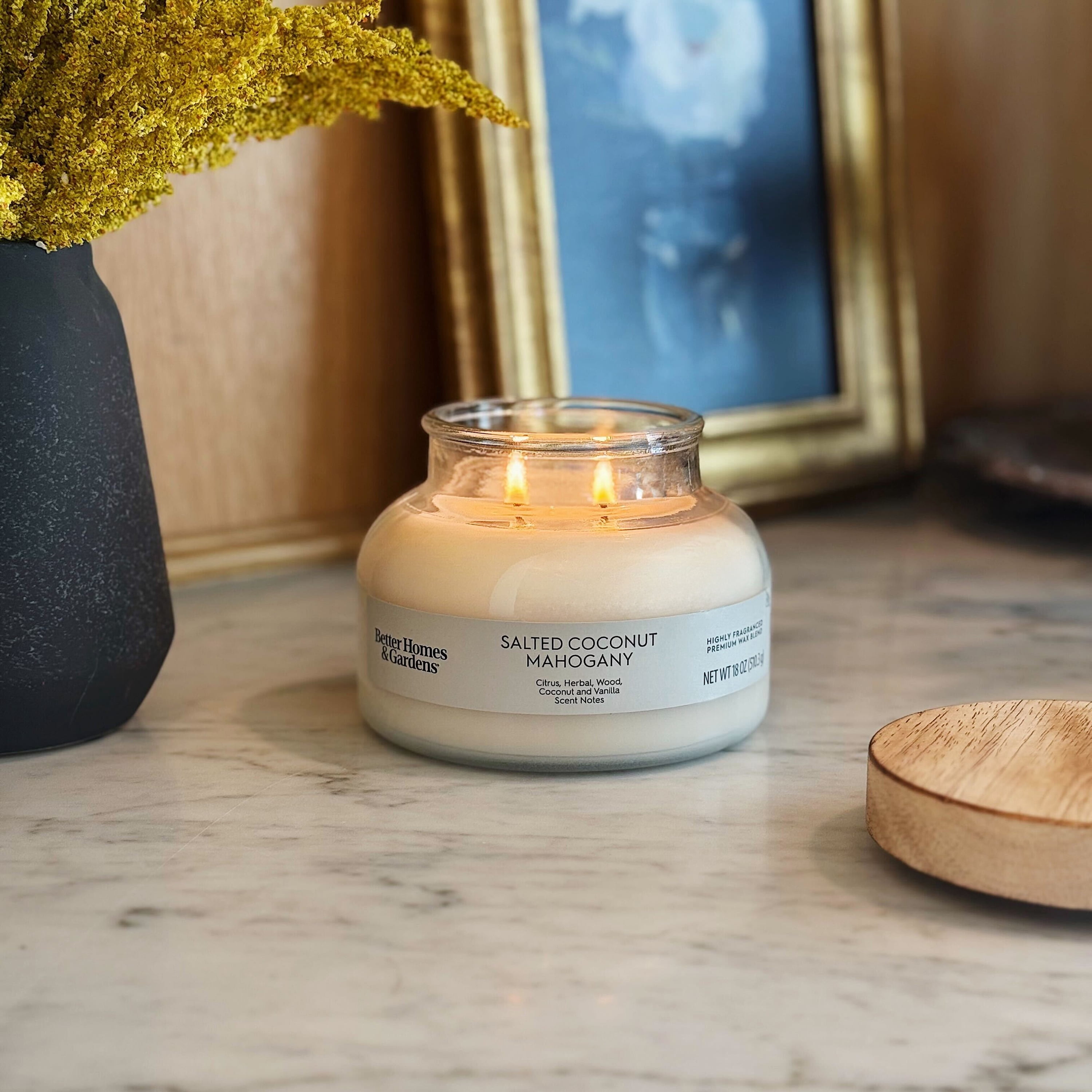 Better Homes and Gardens Salted Coconut and Mahogany Scented 2-Wick Ombre Jar Candle 18oz.