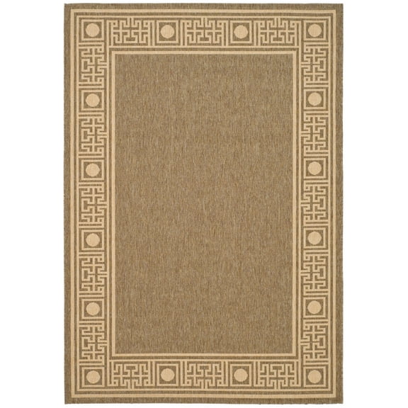 SAFAVIEH Courtyard Chase Oriental Indoor/Outdoor Area Rug, Dark Beige/Beige, 4' x 5'7"