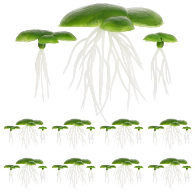 2 paquetes/36 piezas de plantas de lenteja de agua de plástico decorativas (verde)
