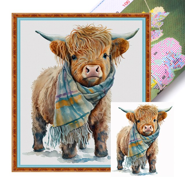 (11CTACC-4890__C__40X45) hilo algodón ecológico bordado 11CT 3 hebras impresión 40*45cm lindo yak kit serie punto cruz