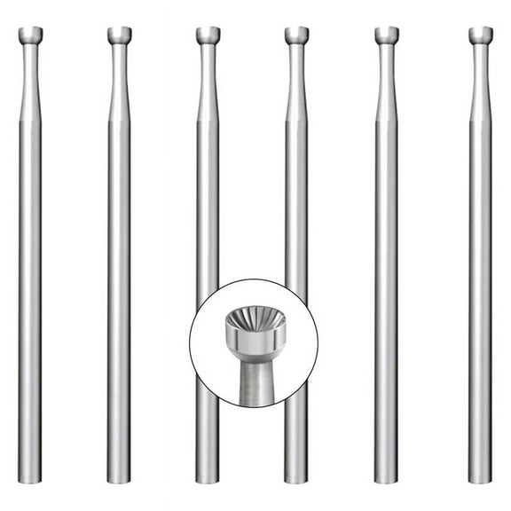 6 Pcs 2.3mm Round Cup Burr - 3/32inch Shank Wire Rounder Bits Jewelry Burs for Lapidary Making,1 set x for dremel engraving bits,Silver