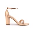 thumbnail image 3 of BLISSFUL STEP Women's Sandals Rhinestone Chunky Heel Ankle Strap Open Toe Party Shoes Rose Gold 7, 3 of 8