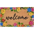 thumbnail image 2 of HomeRoots 555219 24 x 36 in. Natural & Black Coir Floral Welcome Outdoor Door Mat, 2 of 3