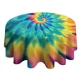 thumbnail image 4 of Colorful Rainbow Tie Dye Spiral Pattern Round Tablecloth 60"x60",Wrinkle Wipeable Table Cloth for Kitchen Dining Room Picnic Patio Party, 4 of 6