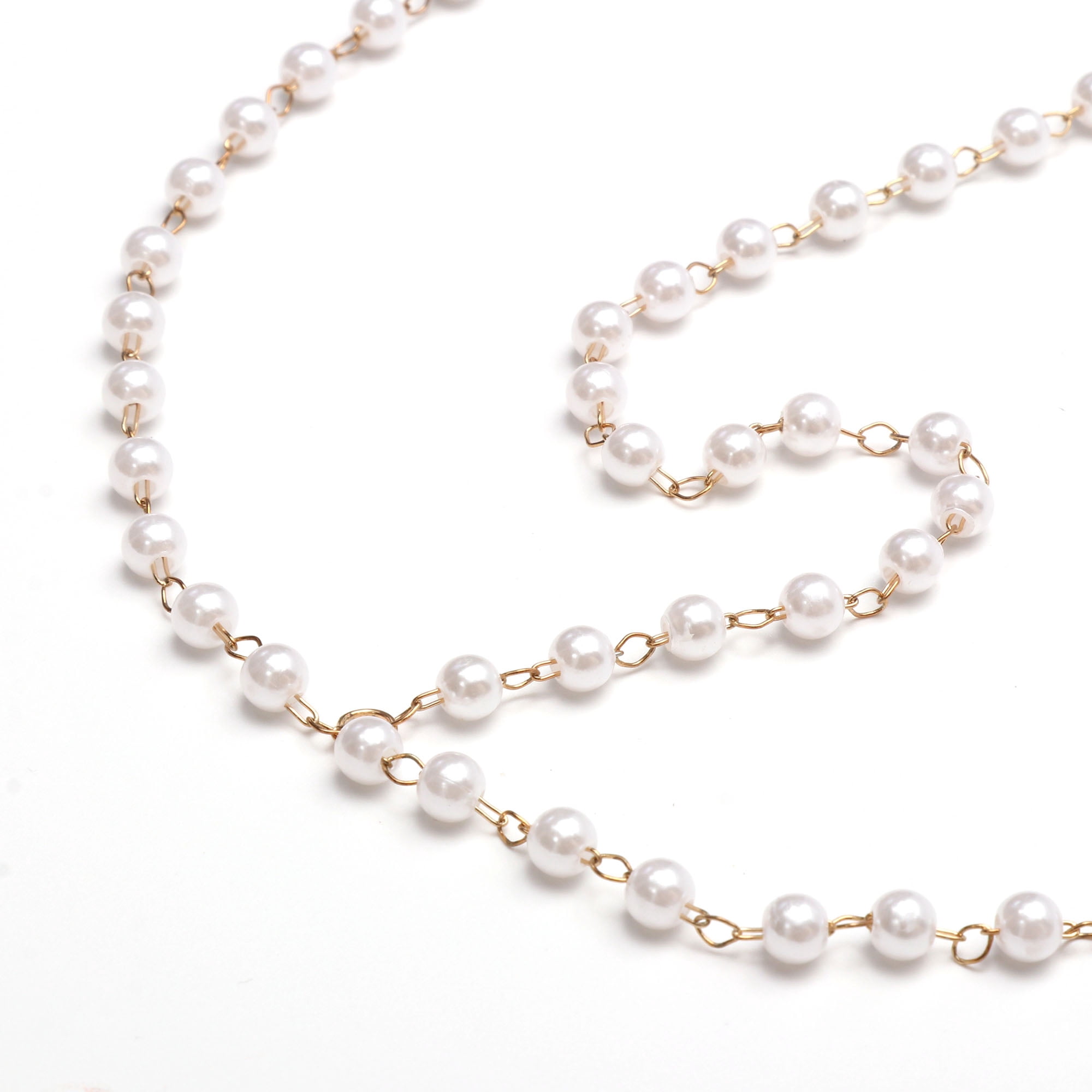 Unique Bargains Headpiece Faux Pearls Head Chain Gold Tone 1 Pc