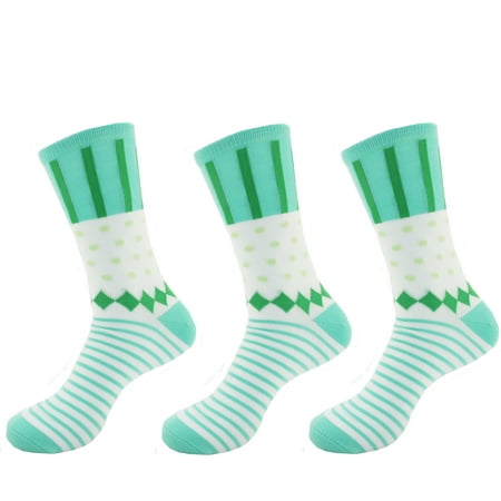 

Women s Rayon from Bamboo Crazy Colorful Funky Casual Dress Polka Dot Stripe Socks - Light Green - Shoe Size 4-9 - 3prs