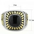 thumbnail image 2 of Two-Tone IP Gold (Ion Plating) Stainless Steel Ring with Synthetic Onyx in Jet for Women Jet Stone Color Style TK3294 Size 12, 2 of 4