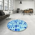 thumbnail image 4 of Ahgly Company Machine Washable Indoor Square Transitional DodgerBlue Area Rugs, 5' Square, 4 of 7