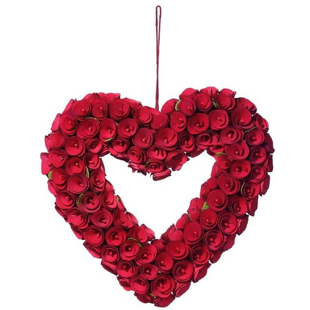 National Arbre RAV-RBS11242 16 Po Bois Boucles Roses Valentine Coeur&44; Rouge