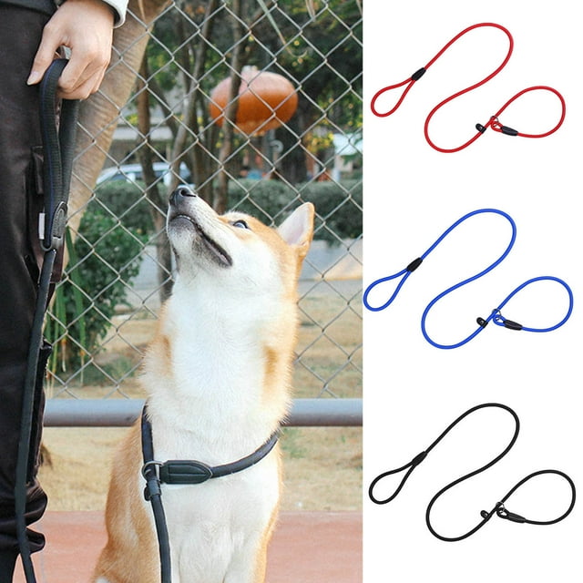 Flmtop Traction Leash P-shaped Chain Anti-bite Good Toughness Pet Dogs Traction Rope Pet Supplies Black