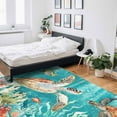 thumbnail image 6 of Area Rugs Indoor Non-Slip Rectangle Rug 2x3 Ft Teal Sea Turtle Retro Ocean Fish Seashell Coral Nautical Rug Rubber Backing Floor Mats Non Shedding Home Decor Carpet for Entryway Living Room, 6 of 8