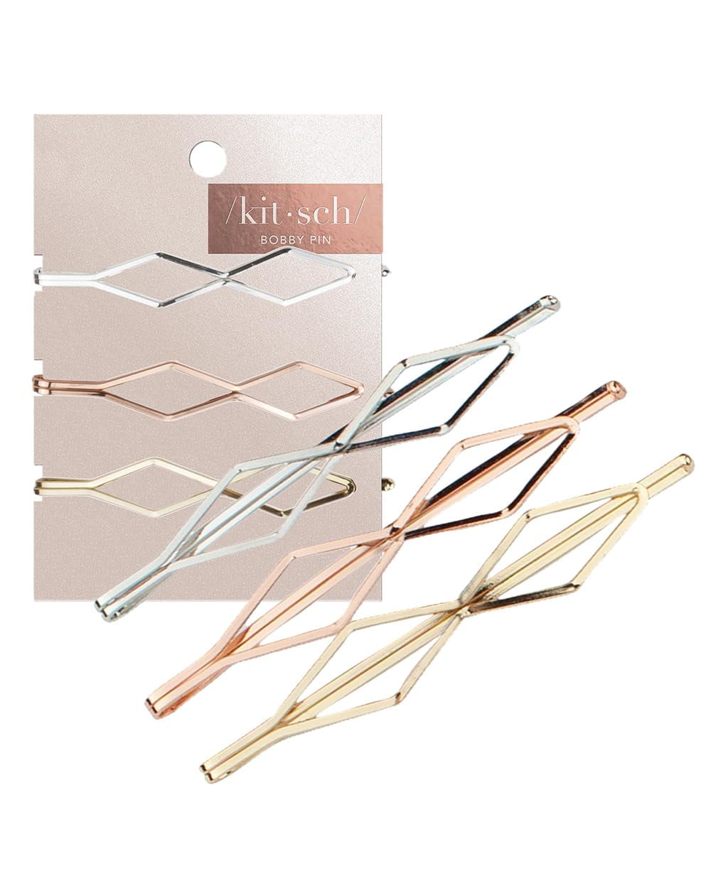 Kitsch Fashion Metal Diamond Bobby Pins Trio Set - Gold  display picture 1