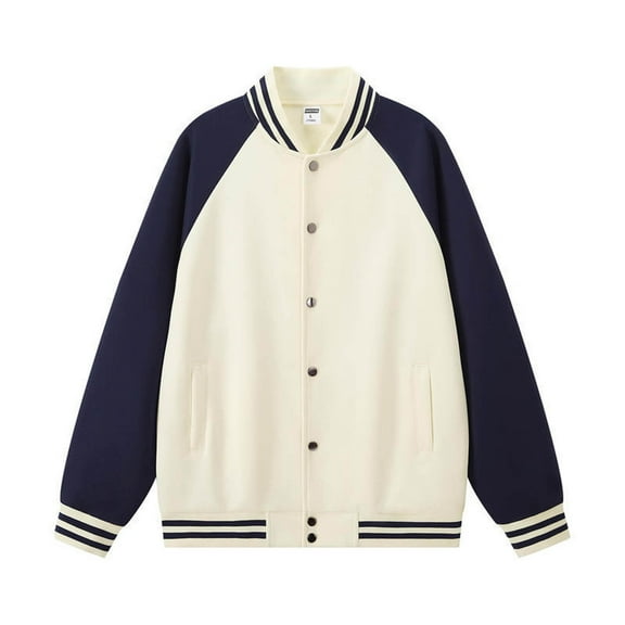 XIAOCHA Mens Baseball Jacket Loose Long Sleeve Color Block Casual Baseball Outwear With Pocket Button Front Oversize Sports Jacket