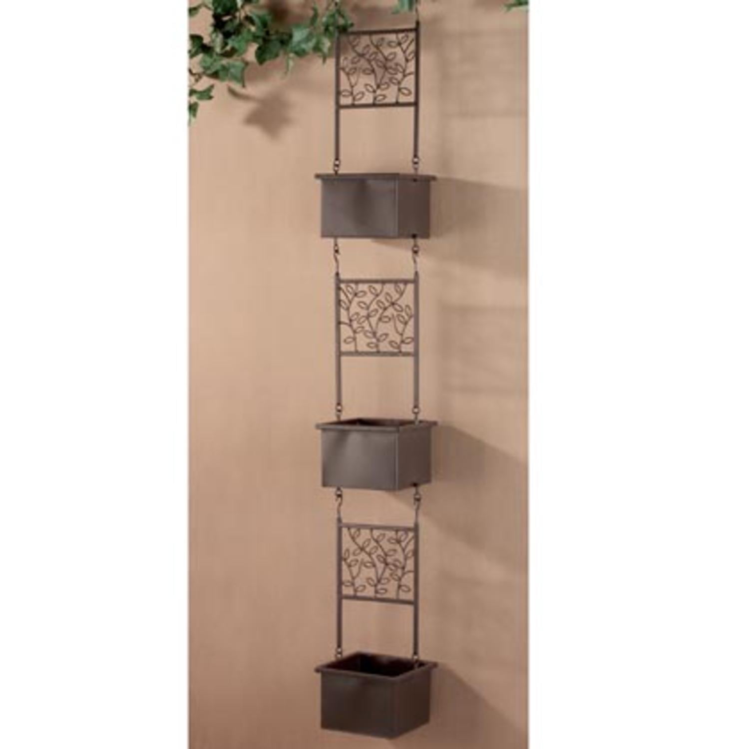 57" Brown Hanging Outdoor Patio Garden Planters 3Tier