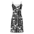 thumbnail image 4 of Usmixi Womens Summer Mini Sundress Vacation Floral Print Drawstring Pocket Short Dress V Neck Sleeveless Spaghetti Strap Dresses for Beach Black L, 4 of 5