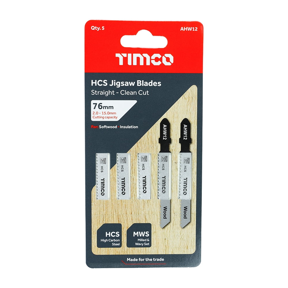 Timco - Jigsaw Blades - Wood Cutting - HCS Blades (Size T119B - 5 Pieces)