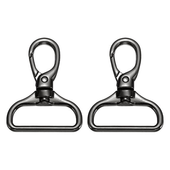 Uxcell Swivel Clasps, (1-1/4 Inch, Black) (2 Pcs), Metal Swivel Snap Hooks Curved Oval Trigger Snap Lobster Clips, Suit for - Keychain/Making DIY Crafts/Purse Hardware