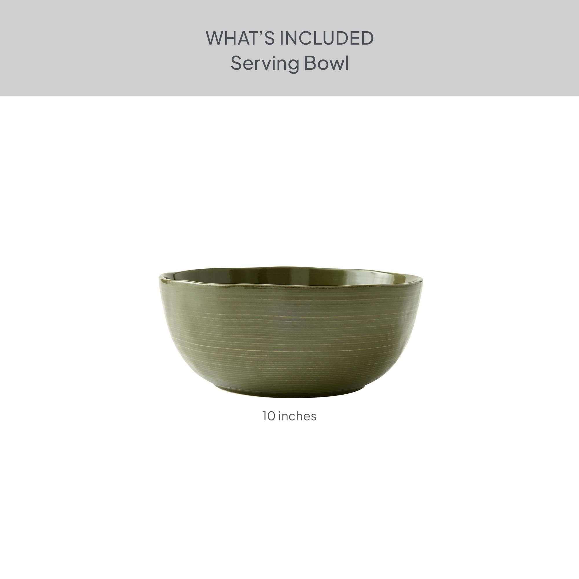 Better Homes & Gardens Artisan Round Green Stoneware Serving Bowl, 10 in, 18 oz