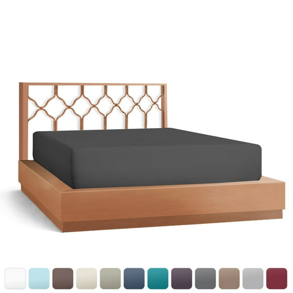 Empyrean Bedding Double Brushed Microfiber 14" - 16" Deep Pocket Fitted Sheet, Queen, Charcoal Gray