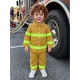 thumbnail image 4 of RUINIXCW Kids Toddler Baby Boy Girl Halloween Firefighter Costume Fall Winter Birthday Outfit Reflective Striped Button Down Collared Long Sleeve Shirt and Pants Set, 4 of 8