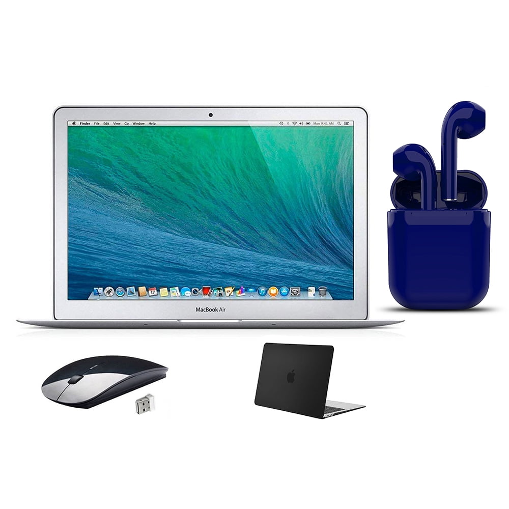 Restored | Apple MacBook Air Laptop | 11.6-inch | Intel Core i5 | 4GB RAM | 128GB SSD | Mac OS | Bundle: USA Essentials Bluetooth/Wireless Airbuds, Black Case, Wireless Mouse By Certified 2 Day