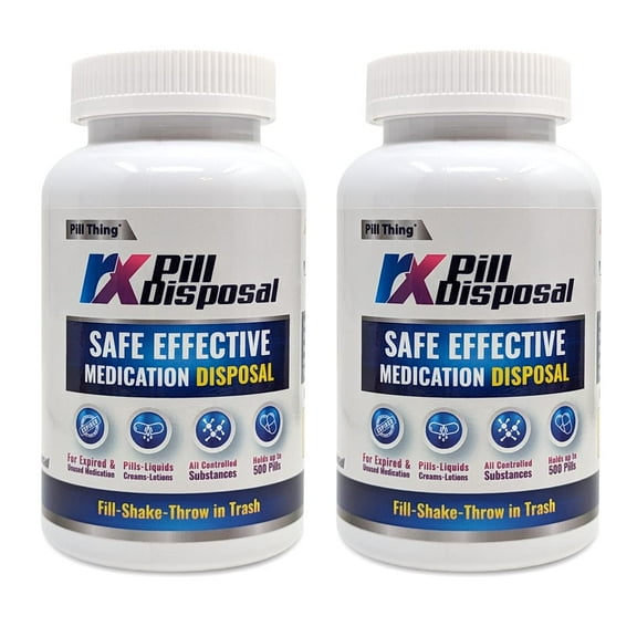 Pill Thing Pill Disposal Safe Effective Solution to Destroy Prescription Medication, Used at Home & Clinics (2 Pack)