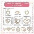thumbnail image 2 of 1 Box 40Pcs Heart Rhinestone Charms Heart Charms Love Charm Bulk Valentines Day Charms Hollow Love Charms for Jewelry Making Charms DIY Earrings Bracelet Necklace Gift Supplies Golden, 2 of 9