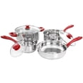 thumbnail image 1 of Gibson 127768.07 Ensemble de Batterie de Cuisine en Acier Inoxydable avec Poignées Rouges, Chrome - 7 Pcs, 1 of 1