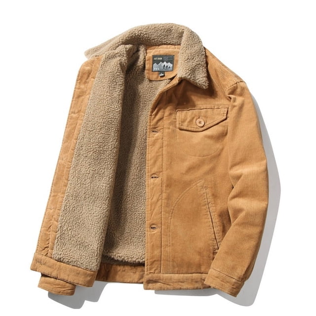 Abrigo de pana de invierno para hombre, de algodón, con cuello alto, informal, chaqueta de algodón, chaqueta cálida de algodón