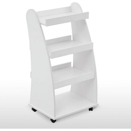 BarberPub Kids Bookshelf with Wheels 4-Tier Rolling Cart with Storage Book Organizer Children s Bookcases with Shelves for Nursery Playroom Bedroom 2030