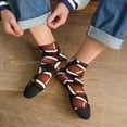 thumbnail image 3 of Rateoe Brown Football On Black Pattern Quarter Crew Socks,Toe Seamed Ankle Socks,Cotton Cushioned Breathable Athletic Crew Sports Socks, 3 of 7