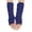 Navy, variant on Women Autumn Winter Solid Multicolor Wool Knit Long Striped Half Finger Gloves Orange - One Size