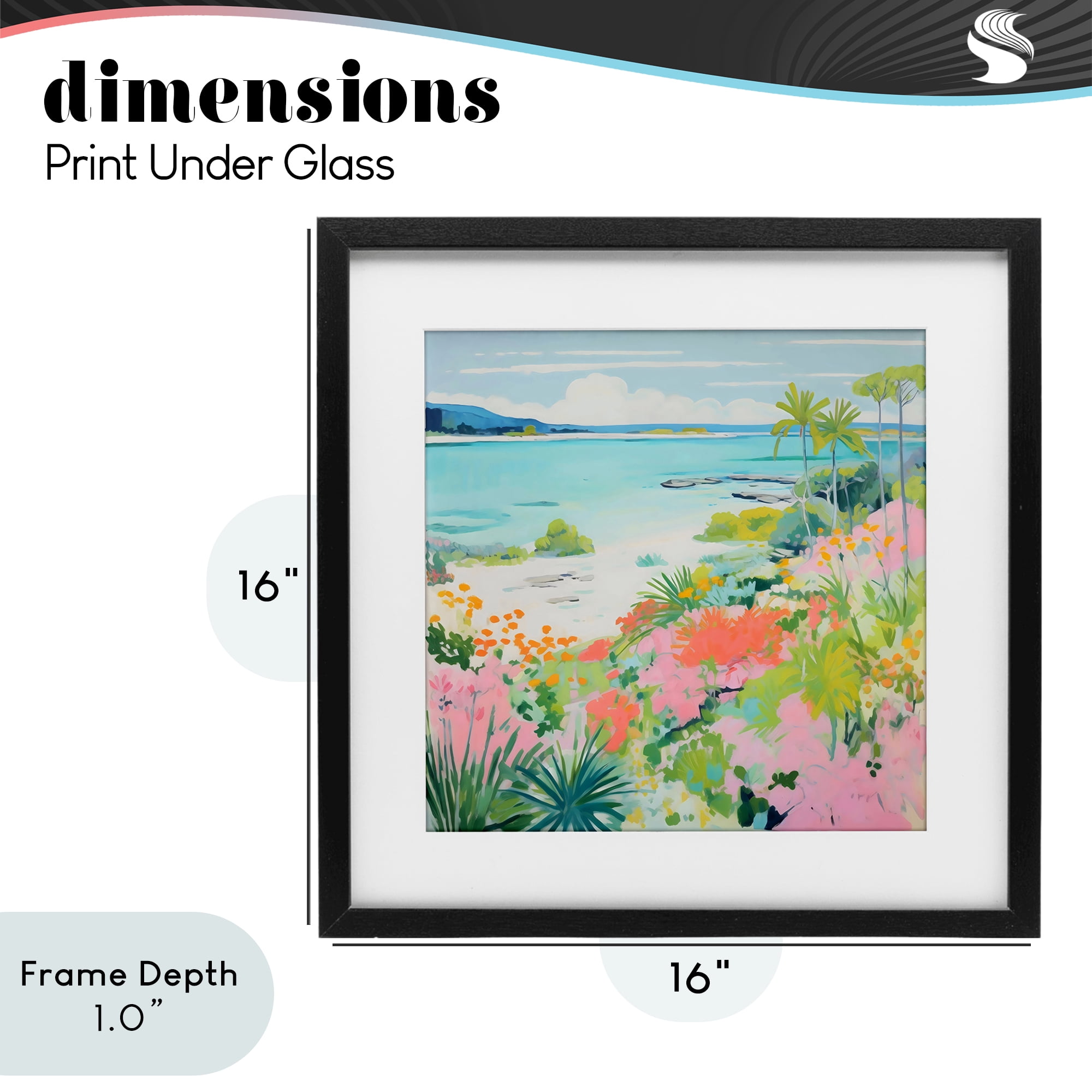 Stupell Industries Tropical Coast Blooming Shoreline Black Framed Print Under Glass, design by Creative Studio
