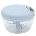 thumbnail image 3 of Suodoka 500ml Drawstring Design Vegetable Chopper Shredder Manual Meat Blender Kitchen Gadgets, Stainless Steel Blades, Compact Food Processor for Garlic, Onions and Veggies, Blue (17.5 oz / 500 ml), 3 of 9