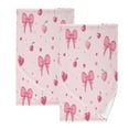 thumbnail image 2 of 2 Pcs Absorbent Face Towel Bath Hand Towels Soft Breathable Cotton Towel Set for Bathroom Kitchen Hotel Spa Decor Bows and Hearts Pattern, 2 of 8
