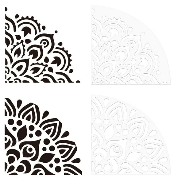 Mandala Magic: 2Pcs Acrylic Tie Dyeing Stencils for Bleached Shirts - Floral Painting Templates for DIY Crafts on Various Surfaces