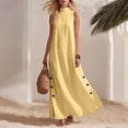 thumbnail image 2 of Lmueinov Women's High Neck Sleeveless Maxi Dress, Side Button Slit Loose Flowy Long Dress for Beach Vacation Casual Wear S-2XL, 2 of 7