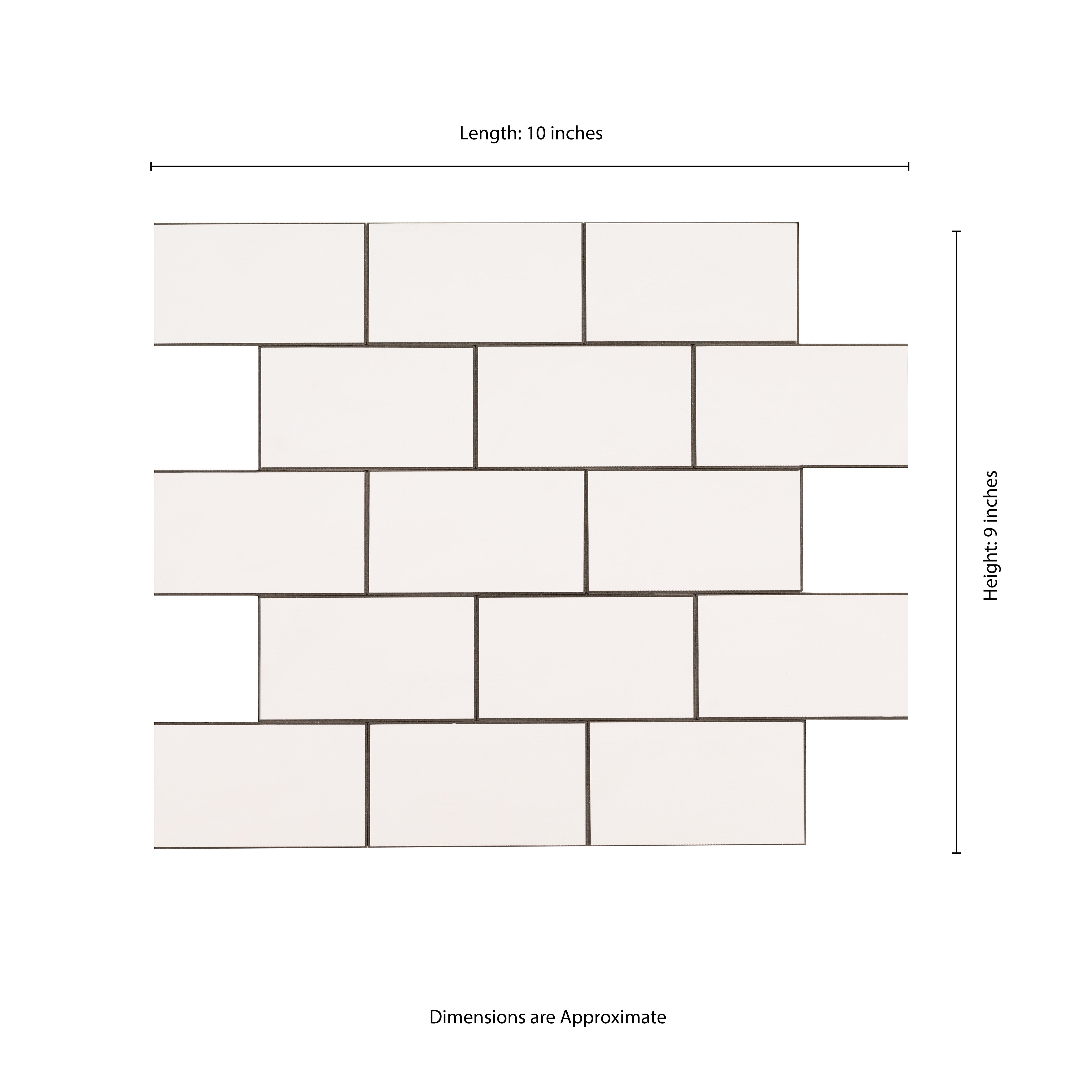Aldhurst Urban Blanco Adhesive Backed 9.84 in. x 10.37 in. PVC Mosaic Tile