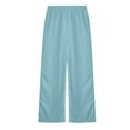 thumbnail image 5 of Fesfesfes Girls' Loose Sweatpants Solid Color High-Waisted Wide-Leg Elastic Smocked Waistband Full-Length Trousers Fashion Comfy Pants(Blue,9 Years), 5 of 6