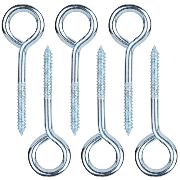 Dogagroom 5 Inch Eye Screw, 6 Pcs Heavy Duty Eye Hooks, Steel Eye Shape Screws, Eye Bolt Lag Screw, Hammock Hook, Lag Thread Eyebolt, Eyelet Wood Screw, Eye Pins, Self Tapping Screw Hook Ring