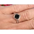 thumbnail image 5 of Imaginative Bridal Set Cushion Cut 2.55 Carat Black Diamond Moissanite Wedding Set Engagement Ring 10k Rose Gold Retro Vintage Floral Marquise Matching Band, 5 of 6