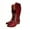 Red, variant on Fesfesfes Tall Boots for Young Ladies Large Size Thick Heel Solid Color Stitched Square Toe Front Lace-up High US:6(37)