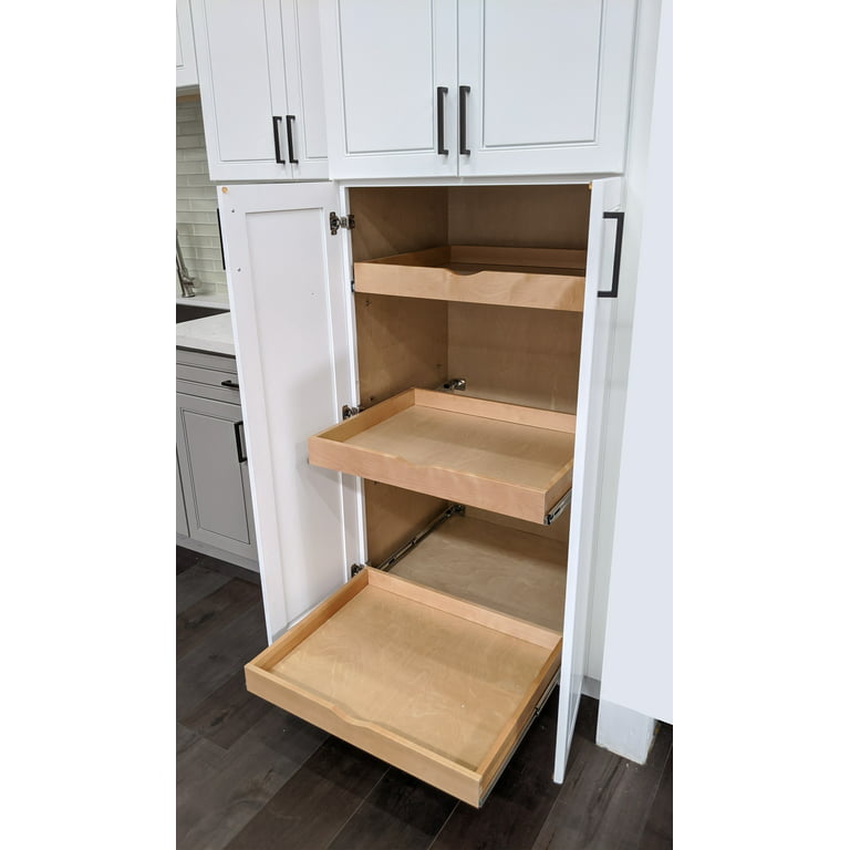 26'' Width Pull-Out For Kitchen Cabinet Pantry Organizer Wood Roll