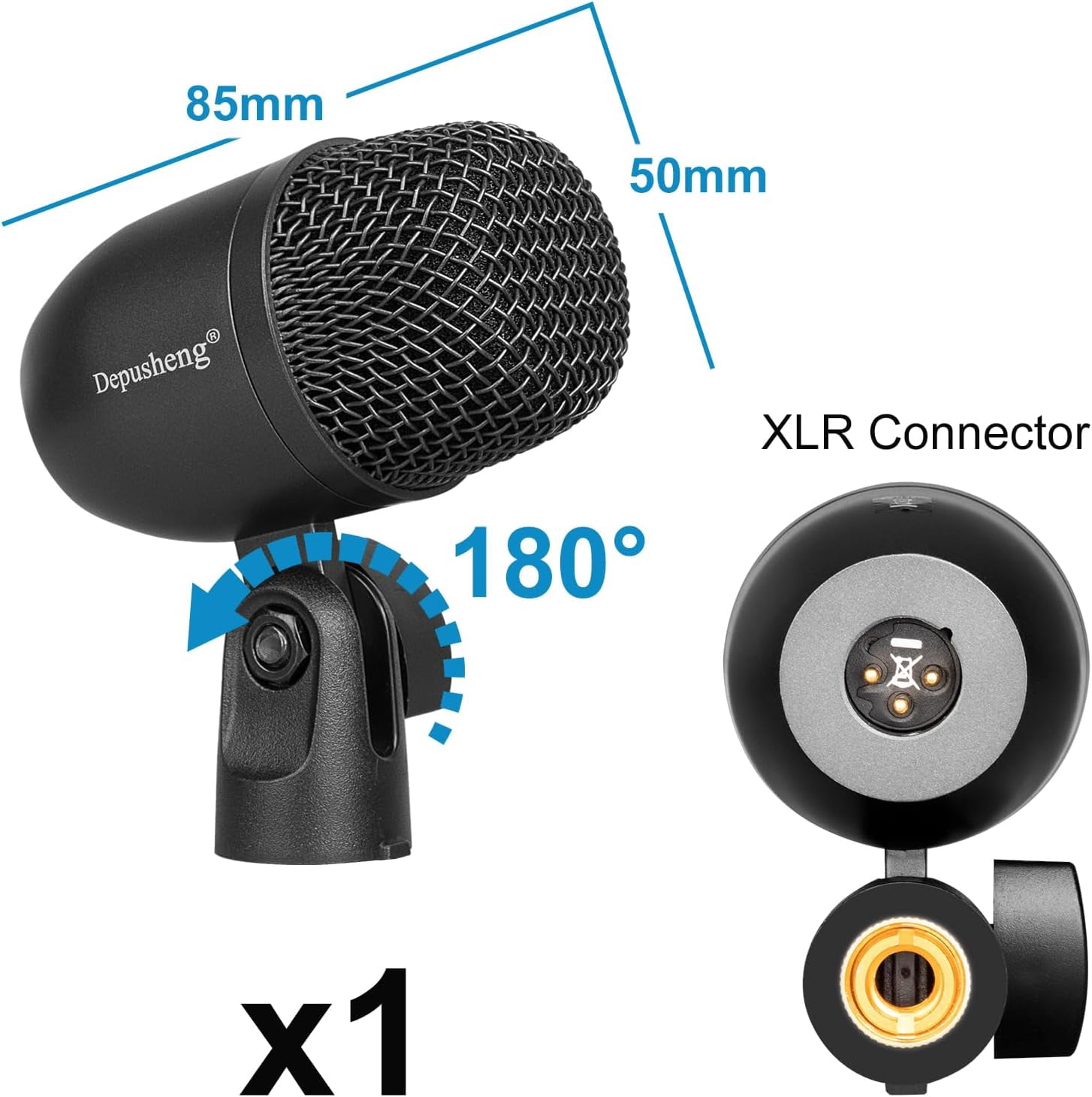 5-Piece Drum Microphone Set with Dynamic and Condenser Mics for Recording